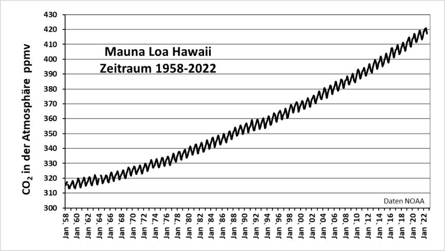 CO2 Konzenration in der Luft Mauna Loa